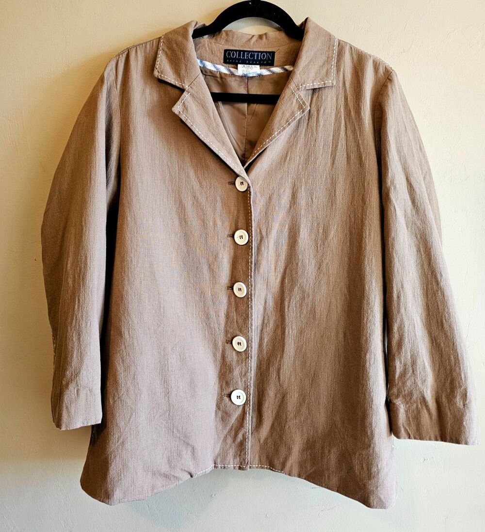 Vintage Harve Bernard Blaser, neutral, lined, linen blend, size 10